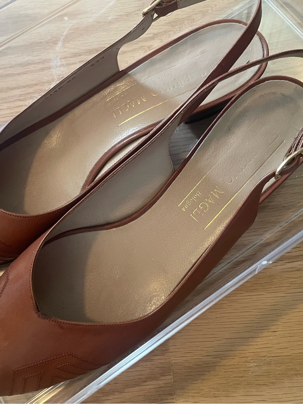 Bruno Magli Cognac Leather Slingback Mules